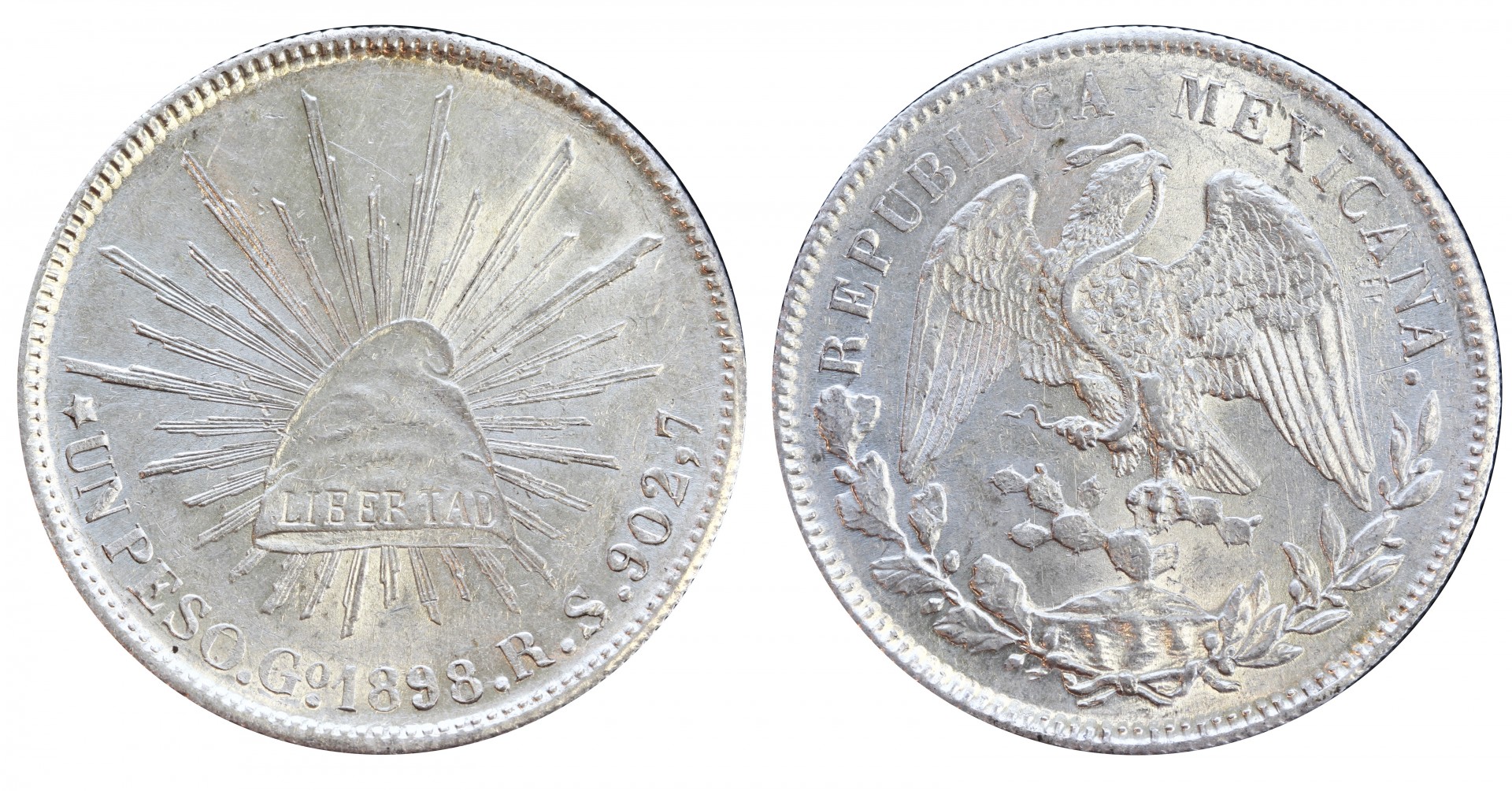 KM# 409.1 - $1 Peso 1898 Go RS. 