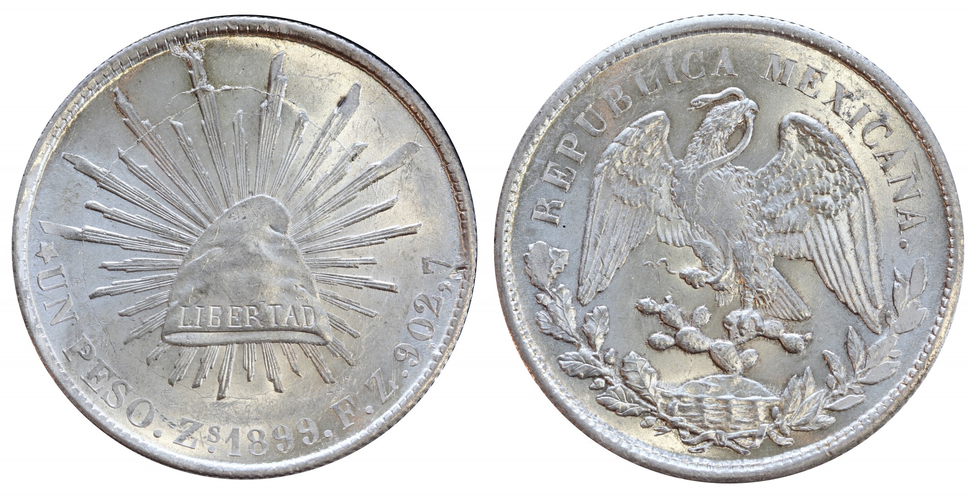 KM# 409.3 - $1 Peso 1899 Zs FZ. 