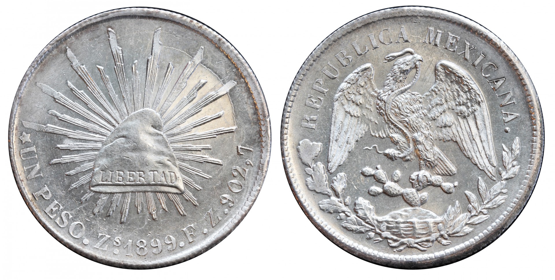 KM# 409.3 - $1 Peso 1899 Zs FZ. 