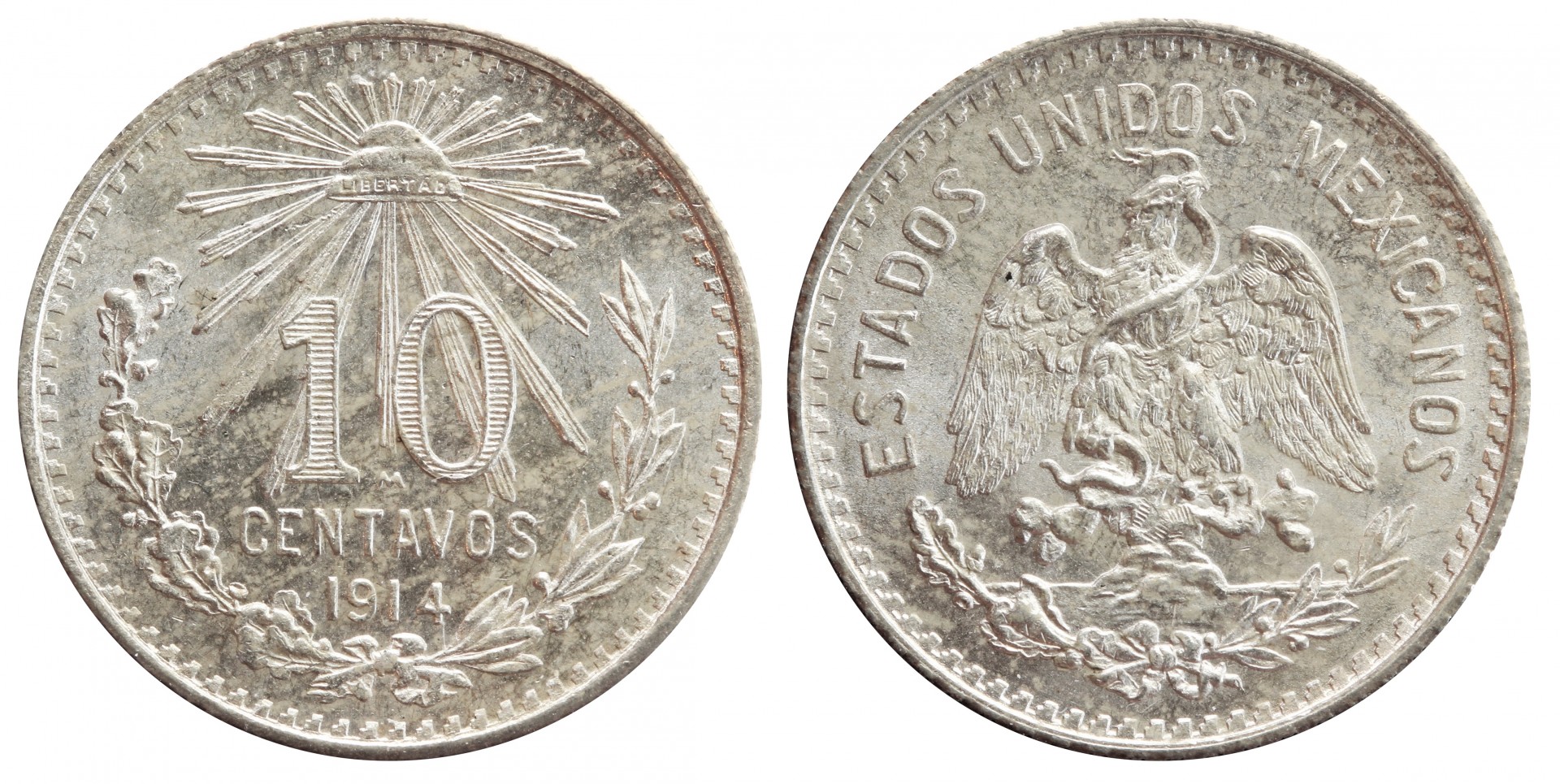 KM# 428 - 10 Centavos 1914 Mo. 