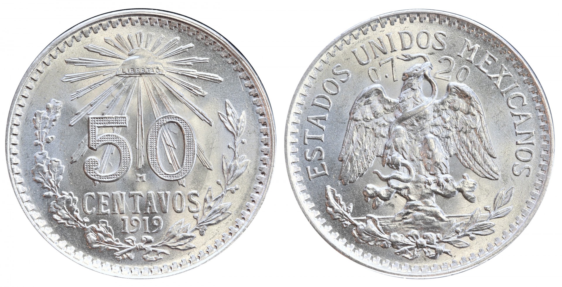 KM# 447 - 50 Centavos 1919 Mo. 