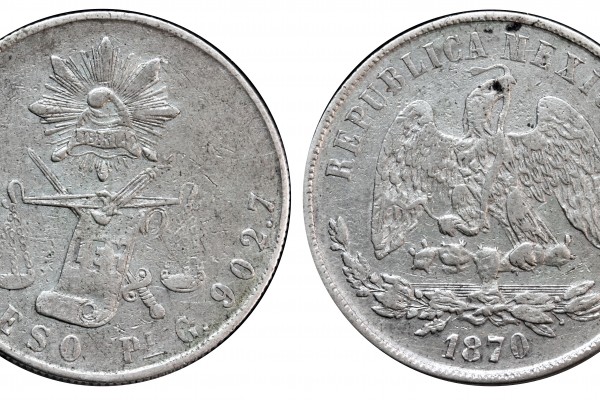 KM# 408.7 - $1 Peso 1870 Pi G. 