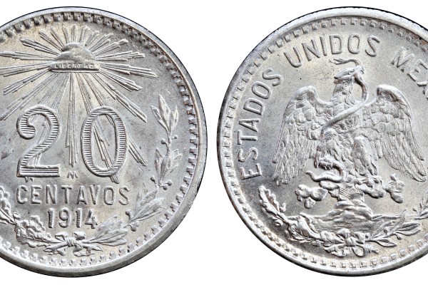 KM# 435 - 20 Centavos 1914 Mo. 